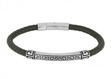 Βραχιόλι Από Δέρμα Και Ατσάλι Με Μαίανδρο TU29886 - AMOR AMOR - 