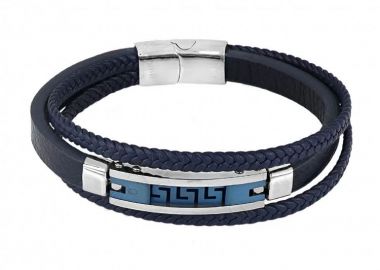 Βραχιόλι Από Δέρμα Και Ατσάλι Με Μαίανδρο TU29889 - AMOR AMOR - 