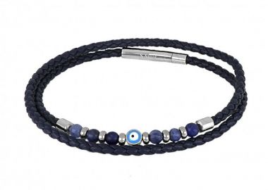 Βραχιόλι Από Δέρμα Και Ατσάλι Με Ματάκι TU29844 - AMOR AMOR - 