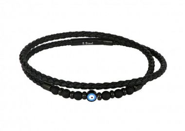 Βραχιόλι Από Δέρμα Και Ατσάλι Με Ματάκι TU29852 - AMOR AMOR - 