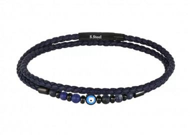 Βραχιόλι Από Δέρμα Και Ατσάλι Με Ματάκι TU29868 - AMOR AMOR - 