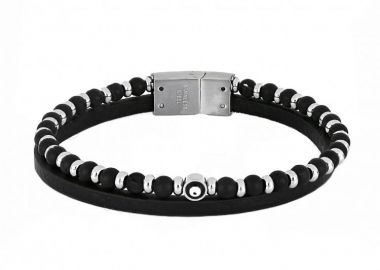 Βραχιόλι Από Δέρμα Και Ατσάλι Με Ματάκι TU29929 - AMOR AMOR - 