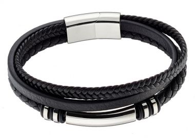 Βραχιόλι Από Δέρμα Και Ατσάλι Με Ταυτότητα AS25905 - AMOR AMOR - 