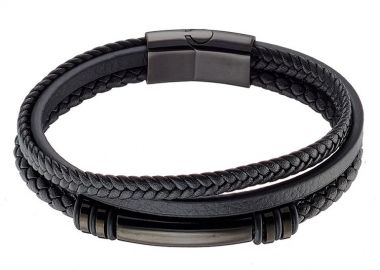 Βραχιόλι Από Δέρμα Και Ατσάλι Με Ταυτότητα AS25906 - AMOR AMOR - 