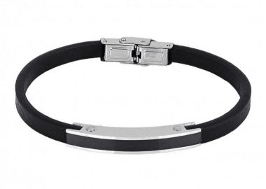 Βραχιόλι Από Δέρμα Και Ατσάλι Με Ταυτότητα TU29851 - AMOR AMOR - 