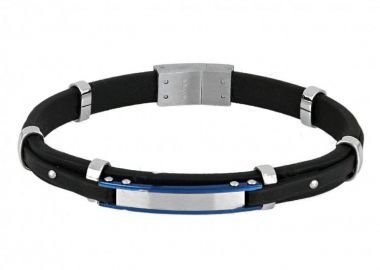 Βραχιόλι Από Δέρμα Και Ατσάλι Με Ταυτότητα TU29856 - AMOR AMOR - 