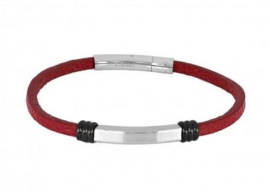 Βραχιόλι Από Δέρμα Και Ατσάλι Με Ταυτότητα TU29859 - AMOR AMOR - 