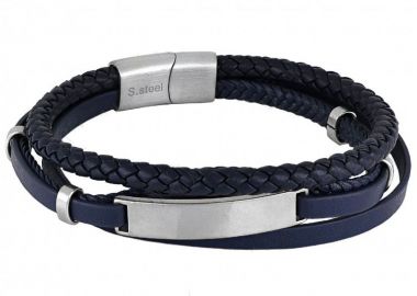 Βραχιόλι Από Δέρμα Και Ατσάλι Με Ταυτότητα TU29916 - AMOR AMOR - 