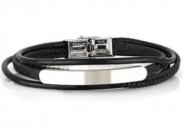 Βραχιόλι Από Δέρμα Και Ατσάλι Με Ταυτότητα TU29944 - AMOR AMOR - 