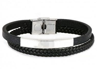 Βραχιόλι Από Δέρμα Και Ατσάλι Με Ταυτότητα TU29945 - AMOR AMOR - 