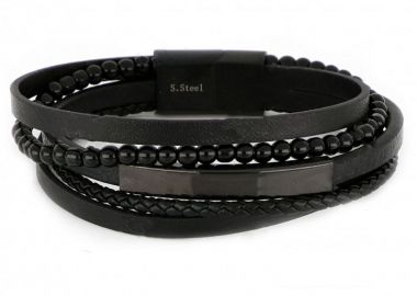 Βραχιόλι Από Δέρμα Και Ατσάλι Με Ταυτότητα TU29950 - AMOR AMOR - 