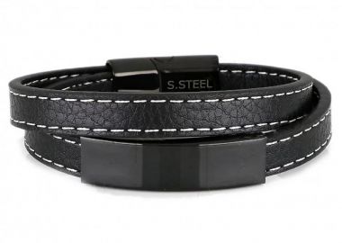 Βραχιόλι Από Δέρμα Και Ατσάλι Με Ταυτότητα TU29953 - AMOR AMOR - 