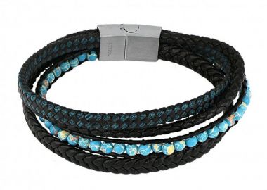 Βραχιόλι Από Δέρμα Και Ατσάλι TU29850 - AMOR AMOR - 