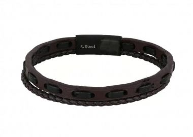 Βραχιόλι Από Δέρμα Και Ατσάλι TU29866 - AMOR AMOR - 