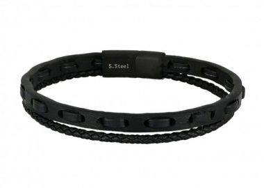 Βραχιόλι Από Δέρμα Και Ατσάλι TU29907 - AMOR AMOR - 