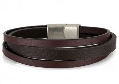 Βραχιόλι Από Δέρμα Και Ατσάλι TU29924 - AMOR AMOR - 