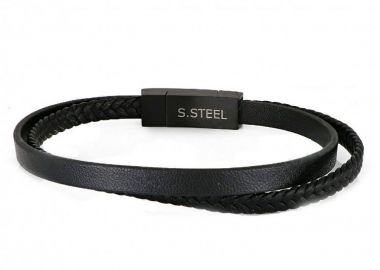 Βραχιόλι Από Δέρμα Και Ατσάλι TU29926 - AMOR AMOR - 