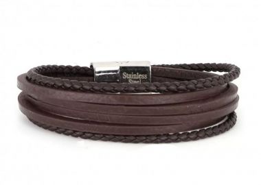 Βραχιόλι Από Δέρμα Και Ατσάλι TU29928 - AMOR AMOR - 