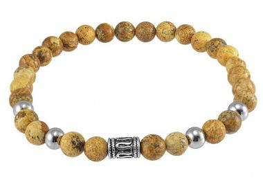 Βραχιόλι Από Ημιπολύτιμο Λιθο Ιασπι Και Ανοξείδωτο Ατσάλι TU27674 - AMOR AMOR - 