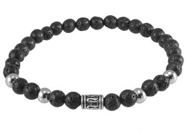 Βραχιόλι Από Ημιπολύτιμο Λιθο Λάβα Και Ανοξείδωτο Ατσάλι TU27678 - AMOR AMOR - 