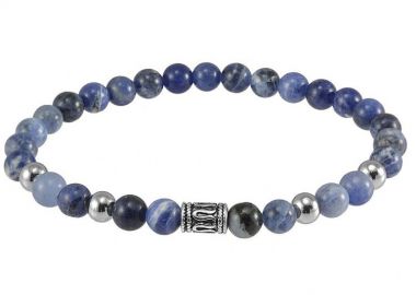 Βραχιόλι Από Ημιπολύτιμους Λιθους Σοδαλίτη Με Ανοξείδωτο Ατσάλι TU27673 - AMOR AMOR - 