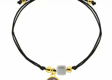 Bραχιόλι Από Κορδόνι Και Ορείχαλκο Επιχρυσωμένο 24Κ Με το Ζώδιο Του Αιγόκερου Και Χάντρα AA25360 - AMOR AMOR - 