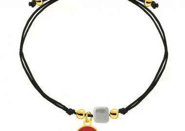 Bραχιόλι Από Κορδόνι Και Ορείχαλκο Επιχρυσωμένο 24Κ Με το Ζώδιο Του Σκορπιού Και Χάντρα AA25358 - AMOR AMOR - 