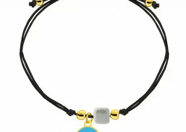 Bραχιόλι Από Κορδόνι Και Ορείχαλκο Επιχρυσωμένο 24Κ Με το Ζώδιο Του Ζυγού Και Χάντρα AA25357 - AMOR AMOR - 