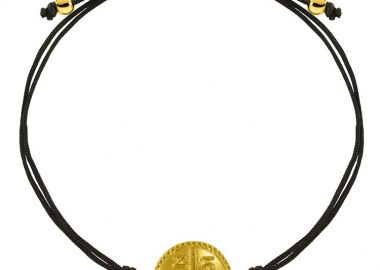 Βραχιόλι Από Κορδόνι Και Ορείχαλκο Επιχρυσωμένο Με Φλουρί Κωνσταντινάτο AA28458 - AMOR AMOR - 