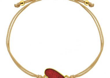 Βραχιόλι Από Κορδόνι Και Ορείχαλκο Επιχρυσωμένο Με Καρδιά AA28714 - AMOR AMOR - 