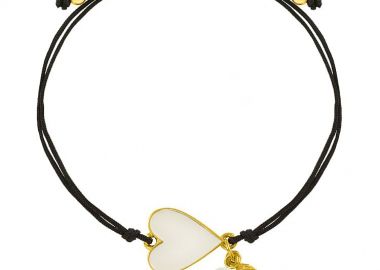 Βραχιόλι Από Κορδόνι Και Ορείχαλκο Επιχρυσωμένο Με Καρδιά Και Φτερό AA28536 - AMOR AMOR - 