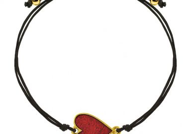 Βραχιόλι Από Κορδόνι Και Ορείχαλκο Επιχρυσωμένο Με Καρδιά Και Σταυρό AA28528 - AMOR AMOR - 