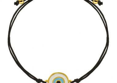 Βραχιόλι Από Κορδόνι Και Ορείχαλκο Επιχρυσωμένο Με Ματάκι Και Σταυρό AA28486 - AMOR AMOR - 