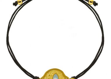 Βραχιόλι Από Κορδόνι Και Ορείχαλκο Επιχρυσωμένο Με Ματάκι Και Σταυρό AA28518 - AMOR AMOR - 