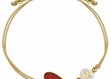 Βραχιόλι Από Κορδόνι Και Ορείχαλκο Επιχρυσωμένο Με Μονόγραμμα Και Καρδιά AA29075 - AMOR AMOR - 