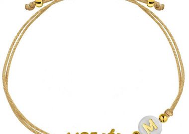 Βραχιόλι Από Κορδόνι Και Ορείχαλκο Επιχρυσωμένο Με Μονόγραμμα Και Μαμά AA29071 - AMOR AMOR - 