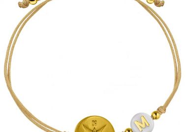 Βραχιόλι Από Κορδόνι Και Ορείχαλκο Επιχρυσωμένο Με Μονόγραμμα Και Πυξίδα AA29072 - AMOR AMOR - 