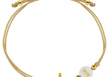 Βραχιόλι Από Κορδόνι Και Ορείχαλκο Επιχρυσωμένο Με Μονόγραμμα Και Σταυρό AA29070 - AMOR AMOR - 