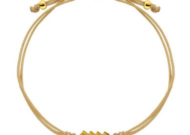 Βραχιόλι Από Κορδόνι Και Ορείχαλκο Επιχρυσωμένο Με Το Ζώδιο Του Υδροχόου AA28600 - AMOR AMOR - 