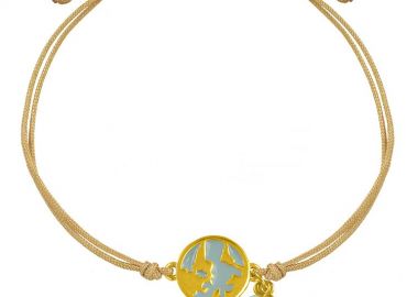 Βραχιόλι Από Κορδόνι Και Ορείχαλκο Επιχρυσωμένο Με Υδρόγειο AA28453 - AMOR AMOR - 