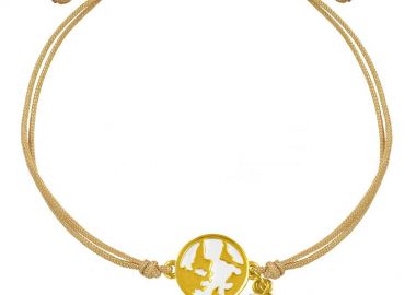 Βραχιόλι Από Κορδόνι Και Ορείχαλκο Επιχρυσωμένο Με Υδρόγειο AA28455 - AMOR AMOR - 