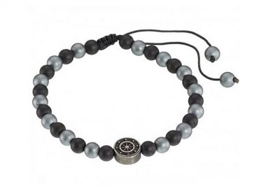 Βραχιόλι Από Κορδόνι Με Ημιπολύτιμο Λίθο Αιματίτη Και Ανοξείδωτο Ατσάλι AS28699 - AMOR AMOR - 