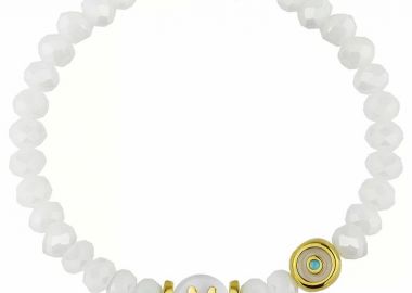 Βραχιόλι Από Λάστιχο Και Κρύσταλλα Με Ματάκι Και Μονόγραμμα AA29083 - AMOR AMOR - 