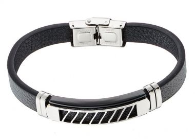 Βραχιόλι Από Οικολογικό Δέρμα Και Ατσάλι AS25884 - AMOR AMOR - 