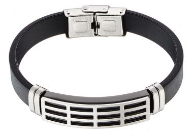 Βραχιόλι Από Οικολογικό Δέρμα Και Ατσάλι AS25885 - AMOR AMOR - 