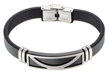 Βραχιόλι Από Οικολογικό Δέρμα Και Ατσάλι AS25887 - AMOR AMOR - 