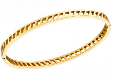 Βραχιόλι Βέργα Από Ατσάλι Επιχρυσωμένο 24K AS26195 - AMOR AMOR - 