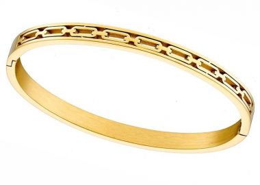 Βραχιόλι Βέργα Από Ατσάλι Επιχρυσωμένο 24K AS26197 - AMOR AMOR - 