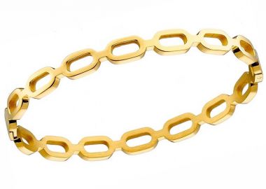 Βραχιόλι Βέργα Από Ατσάλι Επιχρυσωμένο 24K AS26205 - AMOR AMOR - 