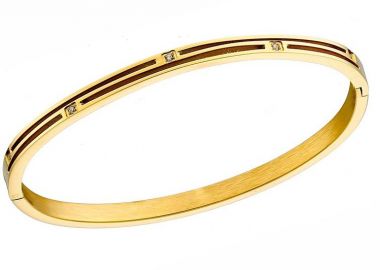 Βραχιόλι Βέργα Από Ατσάλι Επιχρυσωμένο 24K AS26215 - AMOR AMOR - 